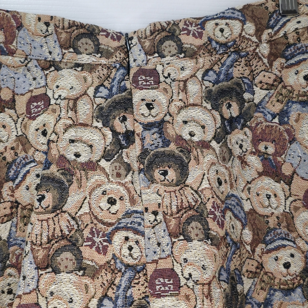 Vtg 90s Y2K Tapestry Teddy Bear Mini Skirt Size M - Picture 5 of 7